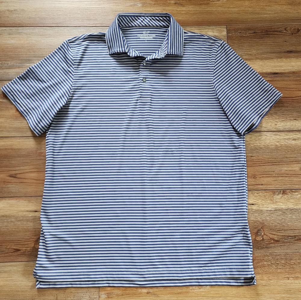 Vineyard Vines Mens Golf Performance Polo Size L Blue Gray Stripe